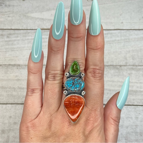 Turquoise and spiny oyster ring - Picture 2 of 4